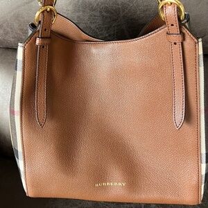 Burberry Canterbury Tote Satchel Bag Tan w/  Nova Check Print